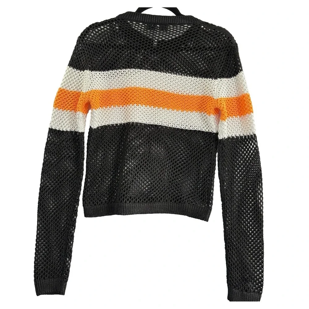 MSGM Milano‎ Women Open Knit Sweater Pullover Long Sleeve Black Sz M Layer 4-13